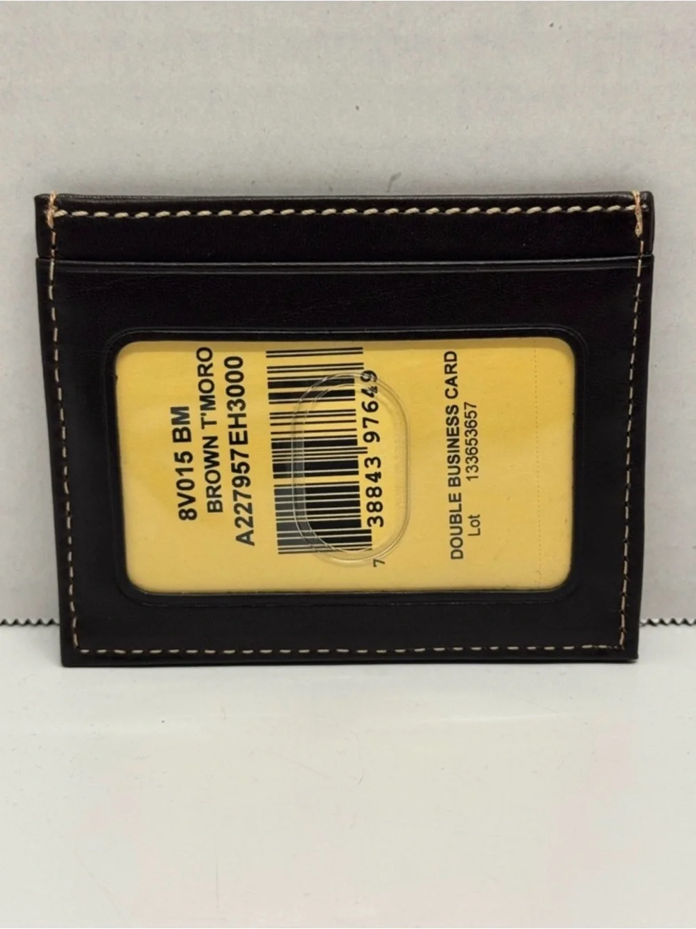 NWT Dooney & Bourke Brown Leather Card Holder with Red ID Window